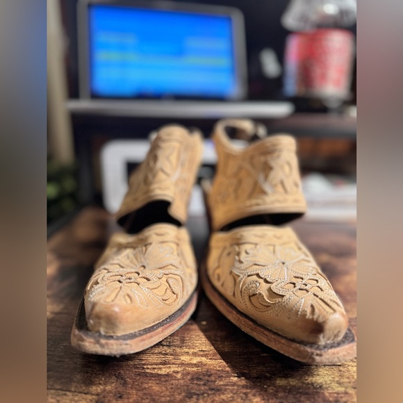 Lane Boots Robin Floral Cutout Leather Slingback Western Mules Size 9.5 - Picture 13 of 14